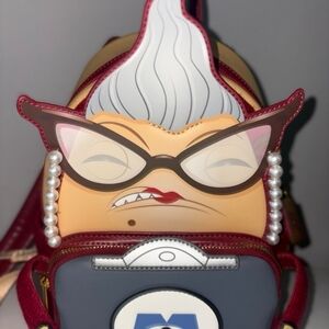 Women’s Novelty Maroon Character Mini Backpack with Pearl Trim